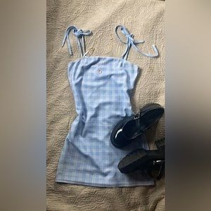Blue and White plaid body con dress🤍💙